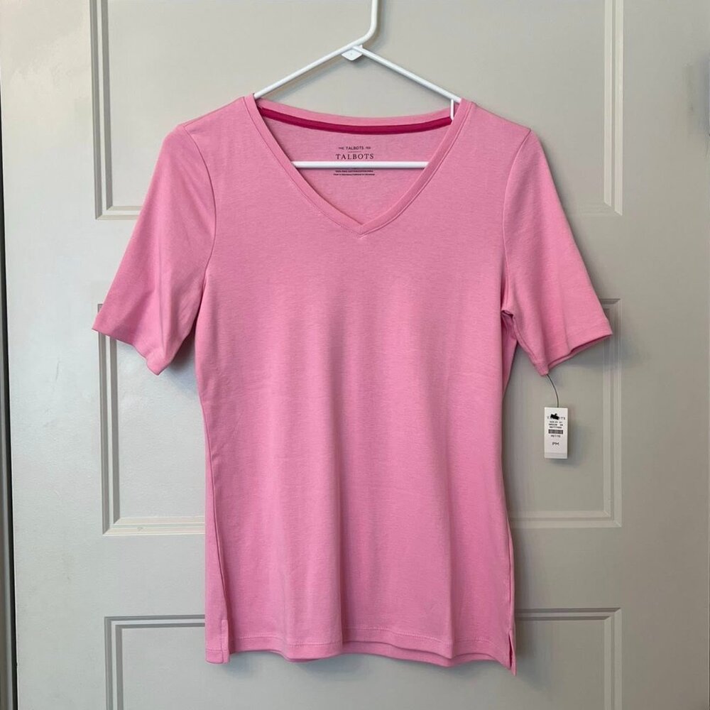 Talbots Pima V-Neck Tee, French Rose